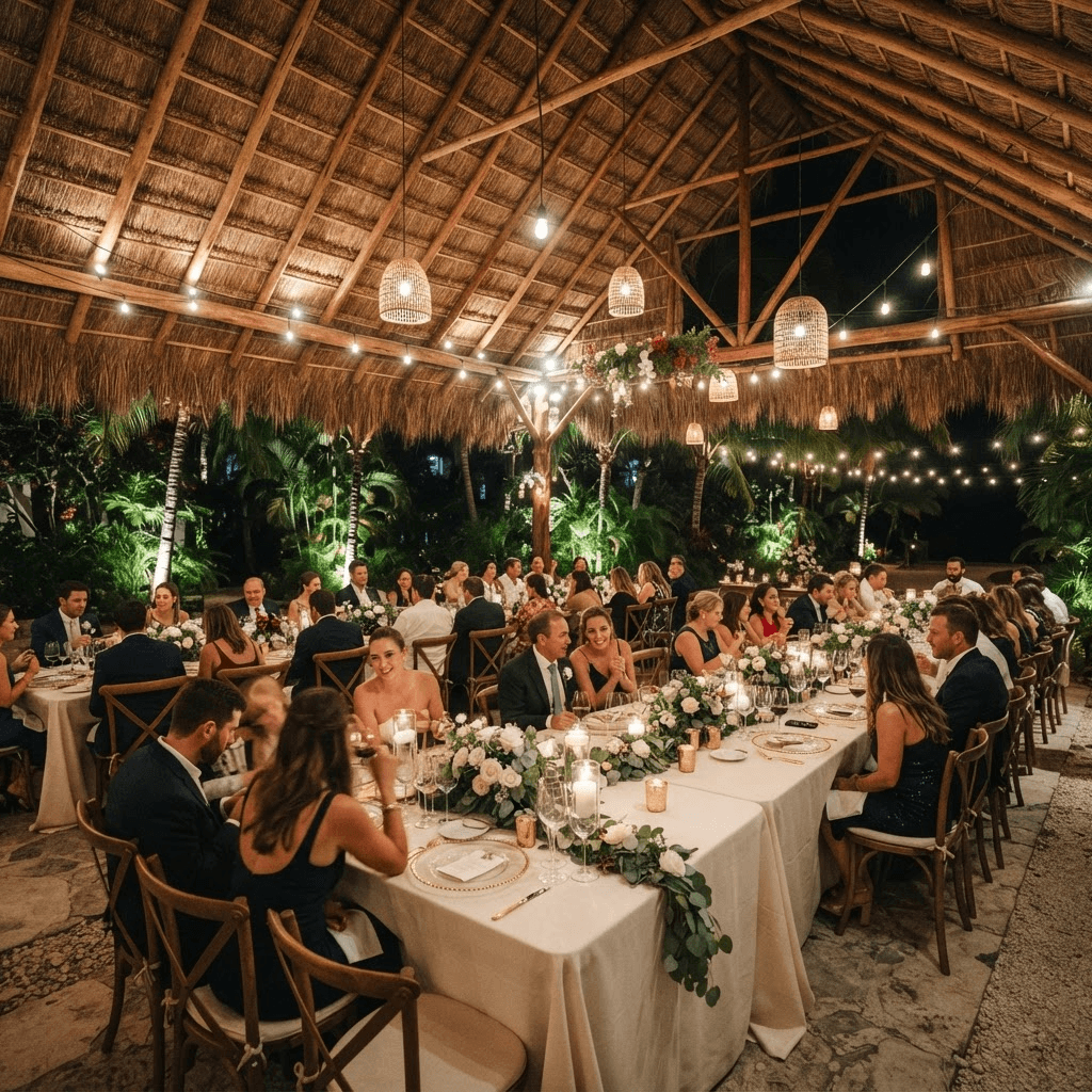 Recepción elegante bajo la palapa